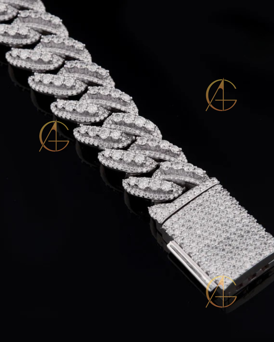 New Arrival VVS Moissanite Heavy Iced Out Cuban Link Chain Sterling Silver 925 Moissanite Hip Hop Men's Jewelry by Auren
