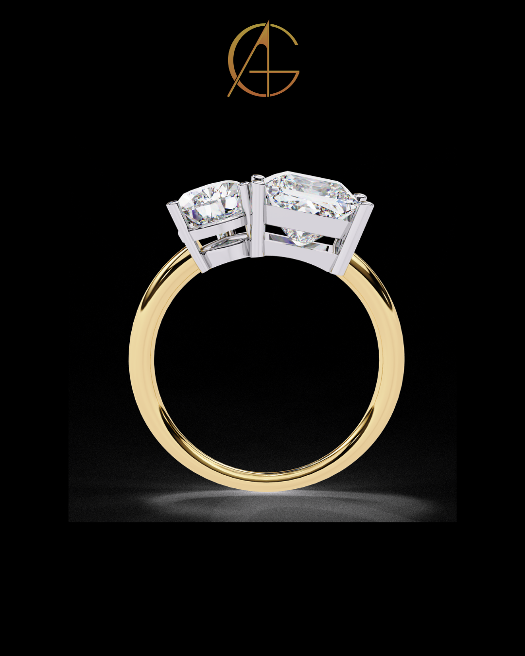 4.50 TCW Elegant Pear Cut and Princess Cut Toi et Moi Moissanite Diamond Ring For Her