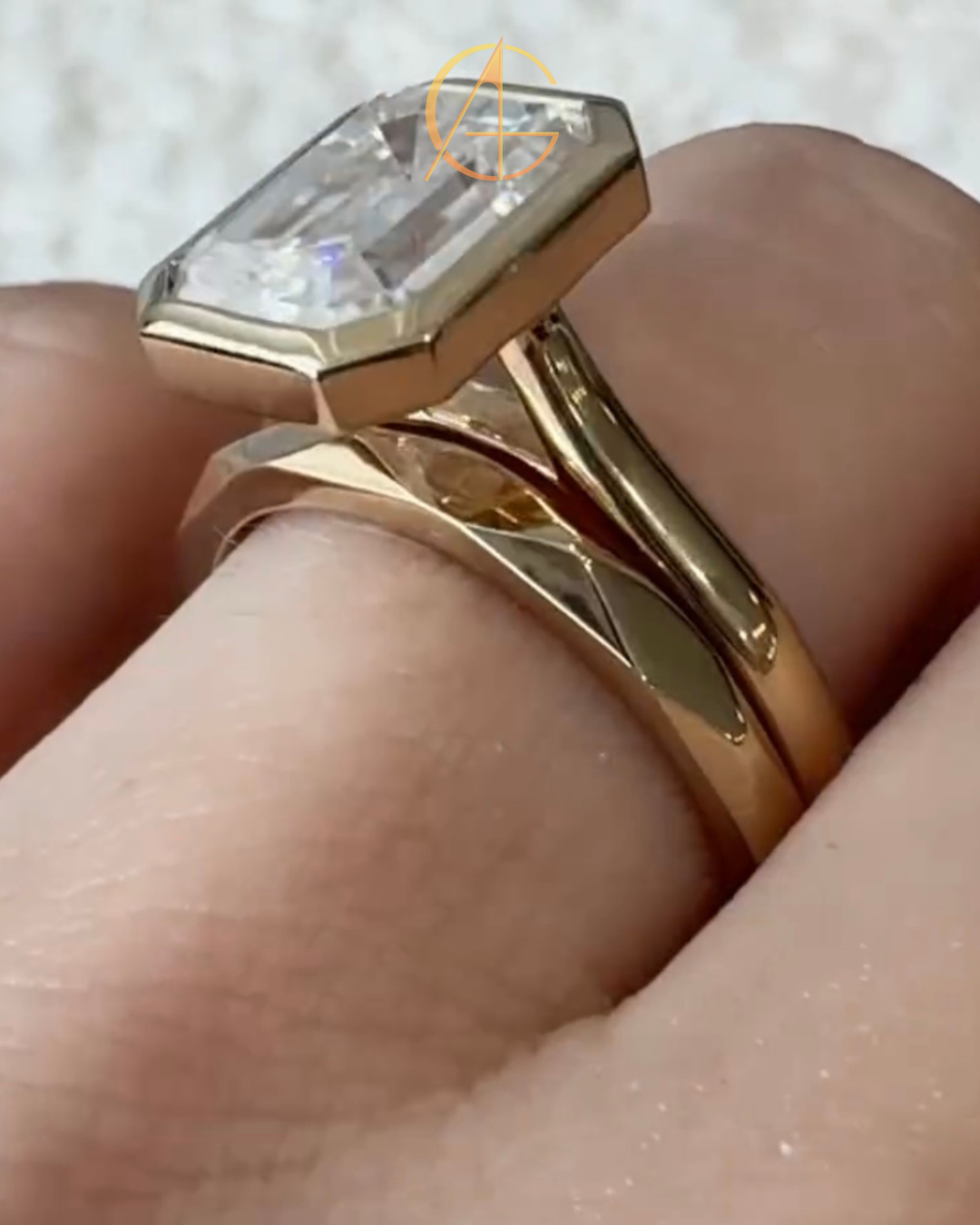 1.50 TCW Classic Emerald Cut Moissanite Diamond Bezel Set Solitaire Engagement Ring For Women