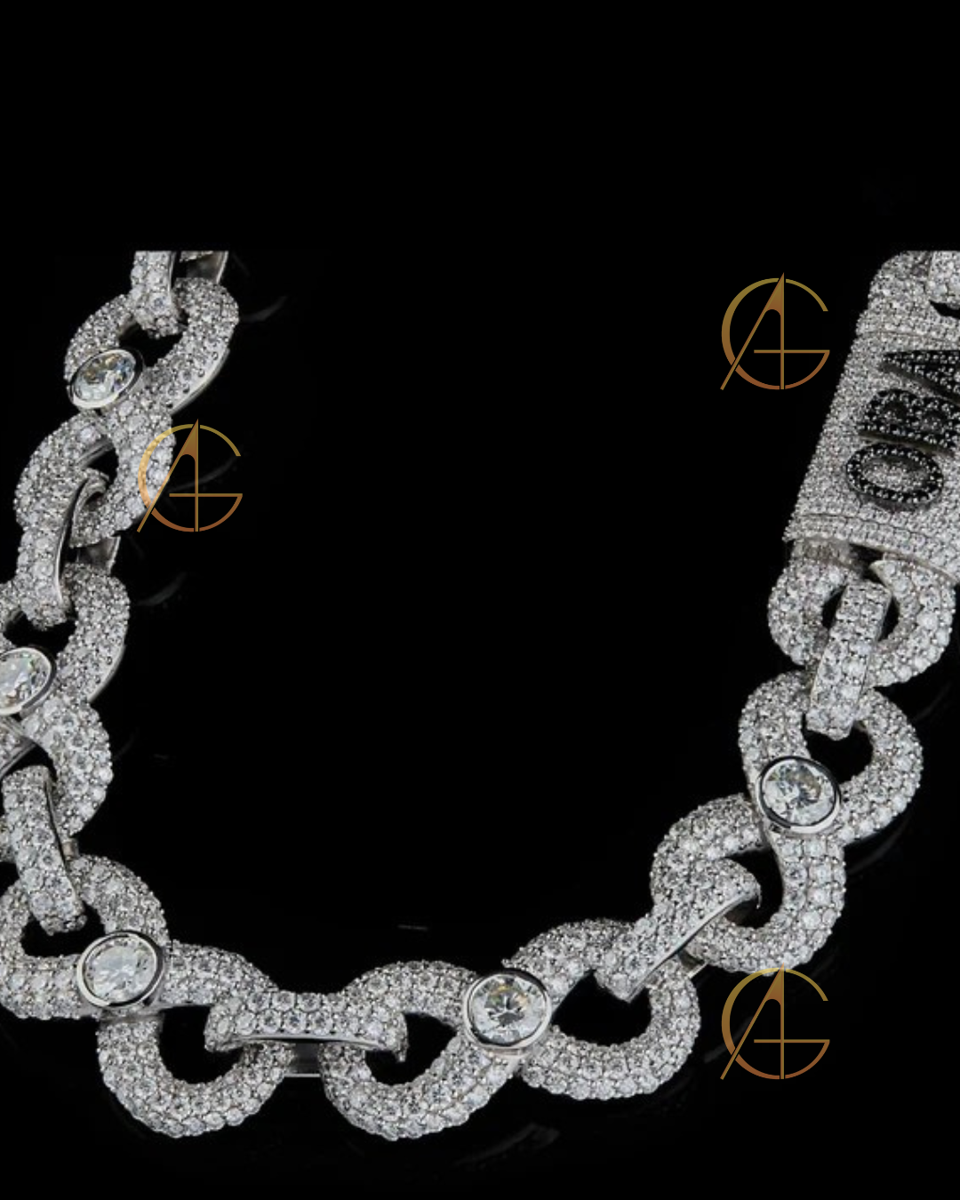 Fully Iced-Out Custom Cuban Link Chain with Moissanite Diamond Accents