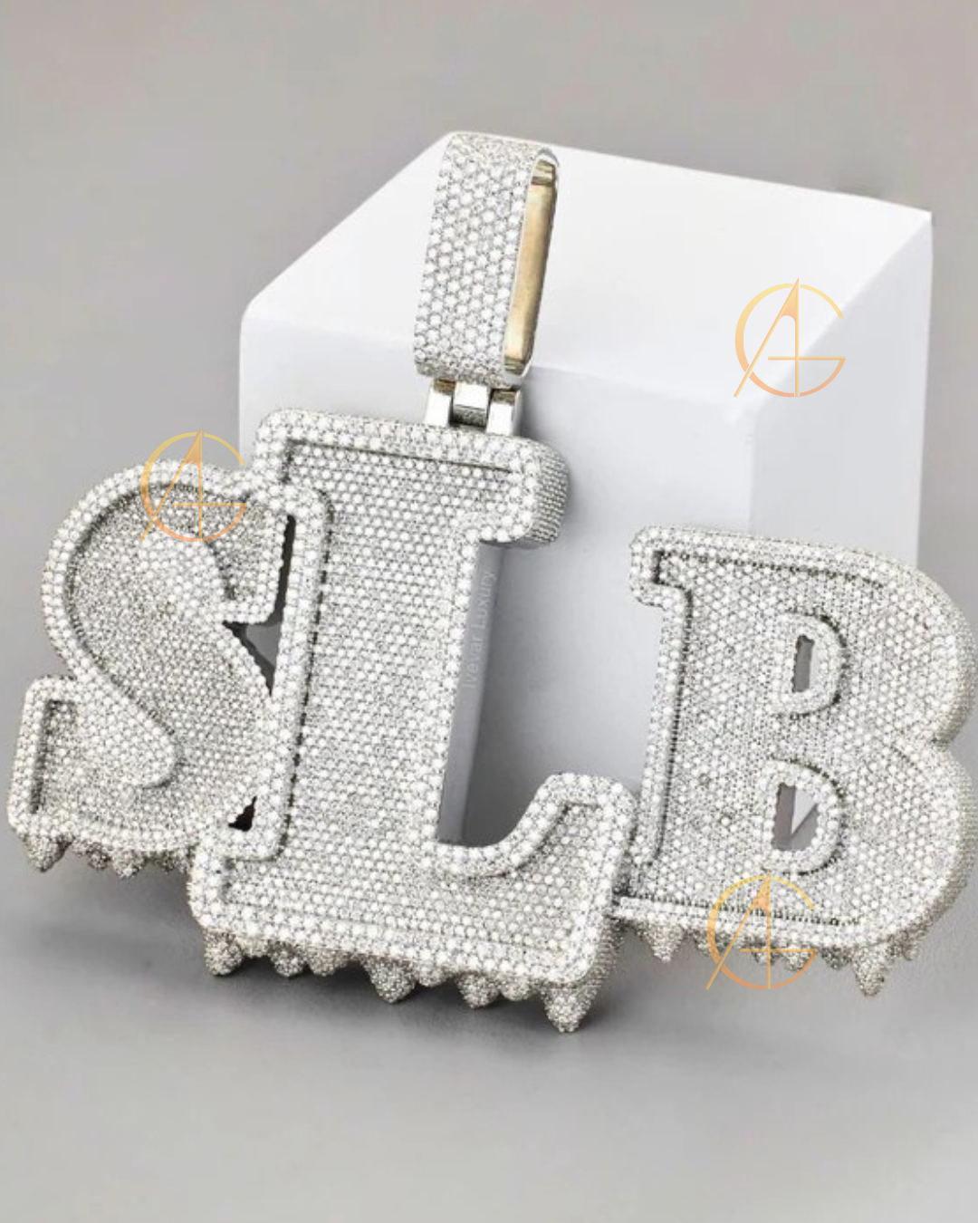 Hiphop Custom Moissanite Pendant Pass Diamond Tester Iced Out Letter Name Moissanite Pendant by Auren
