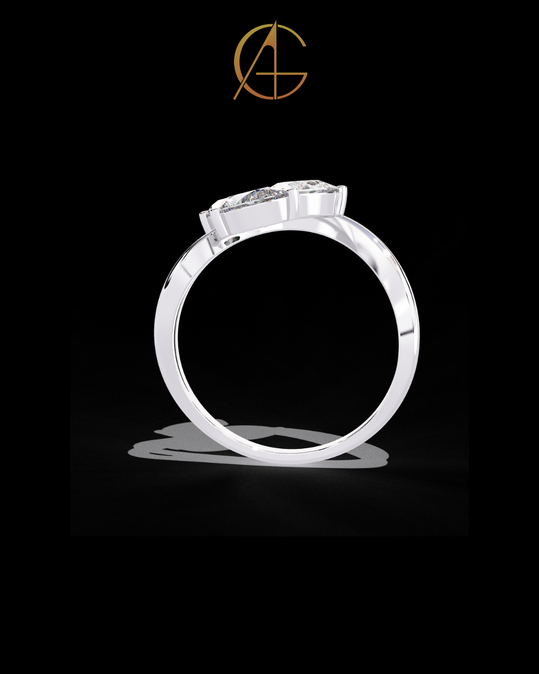 6.00 TCW Eternal Radiance Triple Pear Moissanite Diamond Ring with Twisted Gold Band for Every Occasions