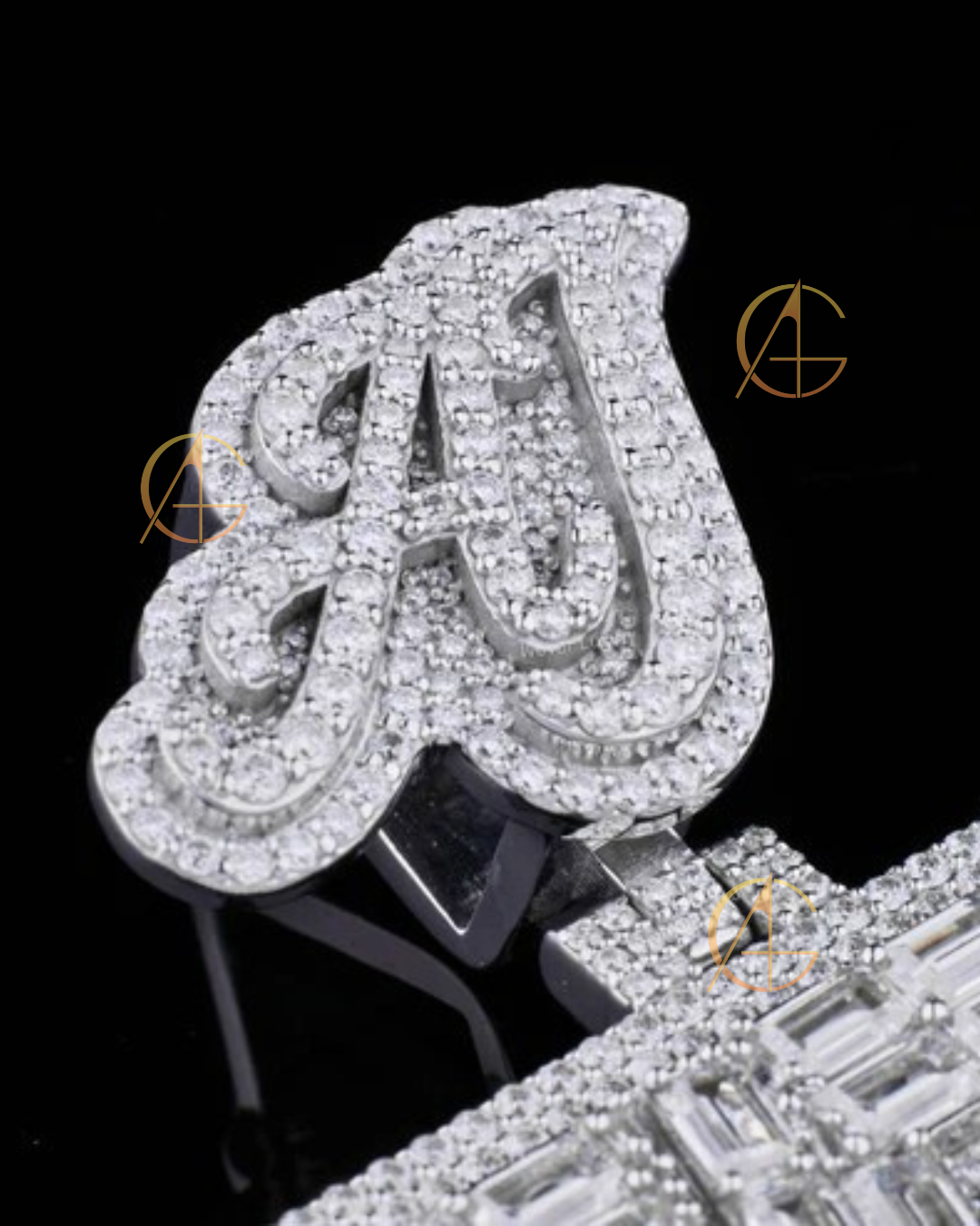 Fully Iced Out Moissanite Pendant - Round & Baguette Diamond Jewelry by Auren