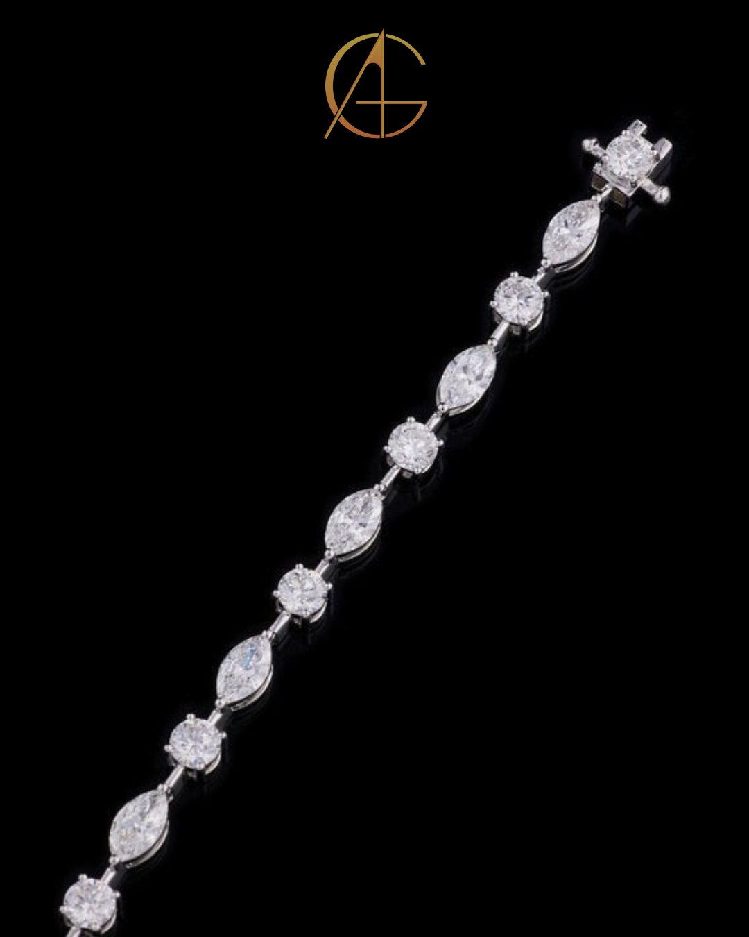 Marquise and Round Cut Moissanite Diamond Tennis Braclate by Auren Gems