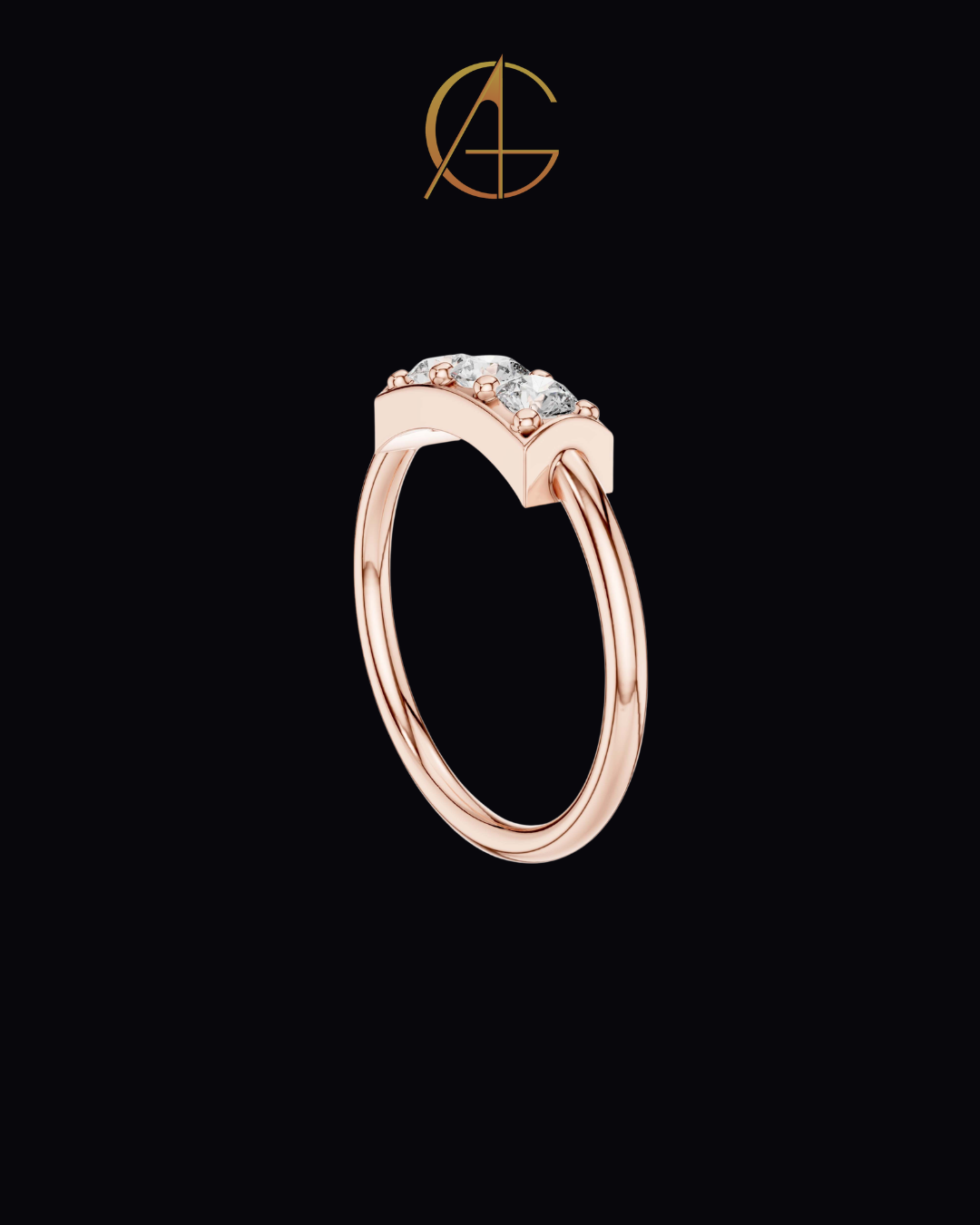 0.33 TCW Classic Three Stone Moissanite Diamond Bar Ring with Round Brilliant Cut Diamonds