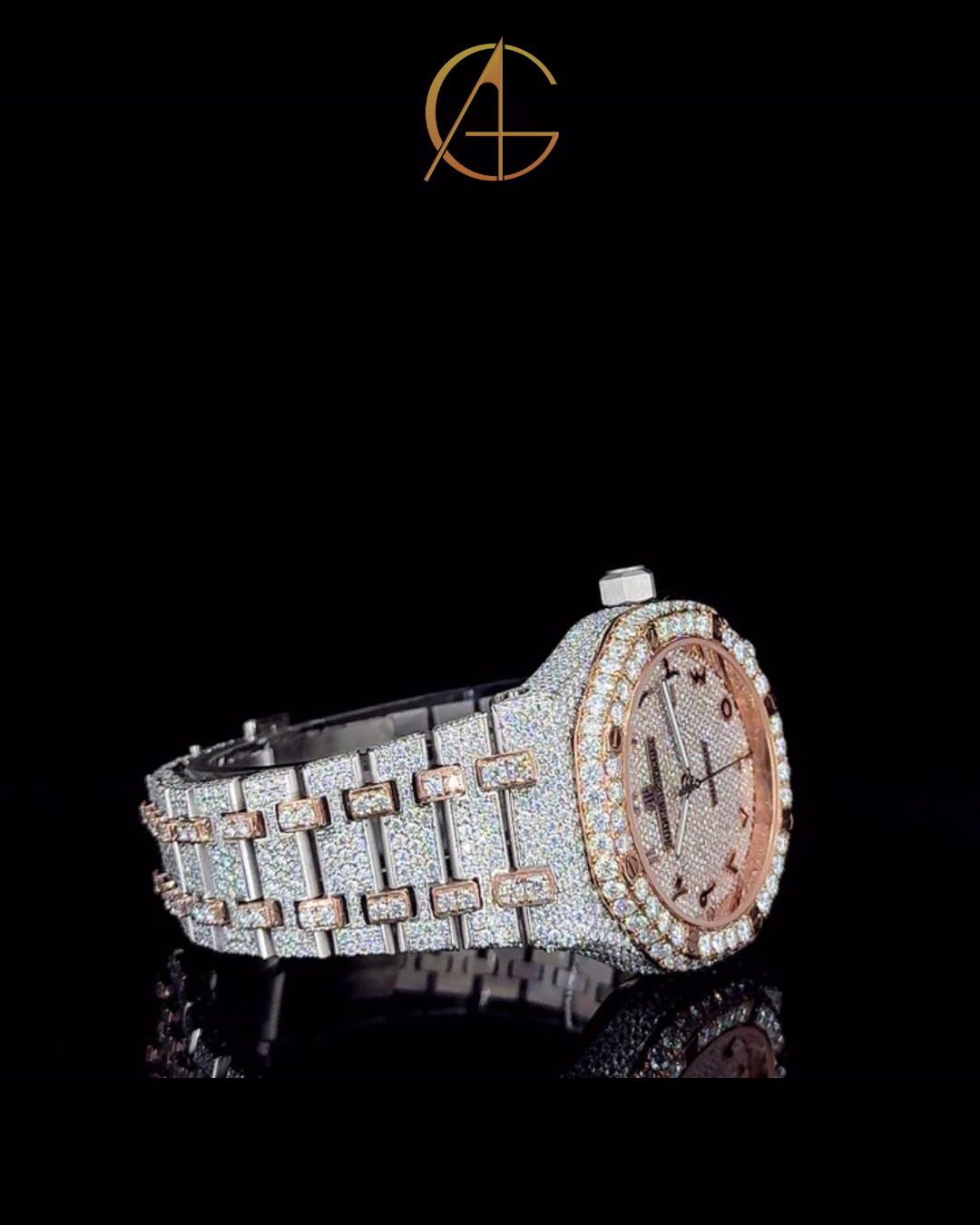 AP Rose White With Arabic Dial Moissanite Diamond Watch