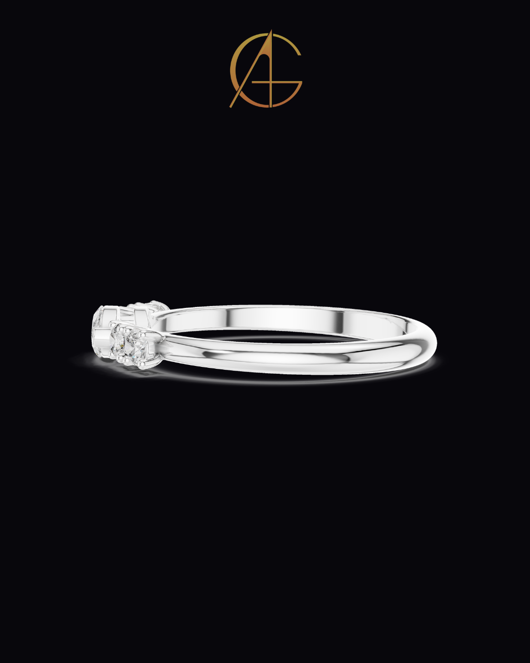 0.15 CT Modern Heirloom Gold Ring with Marquise Center Moissanite Diamond & Symmetric Side Accents