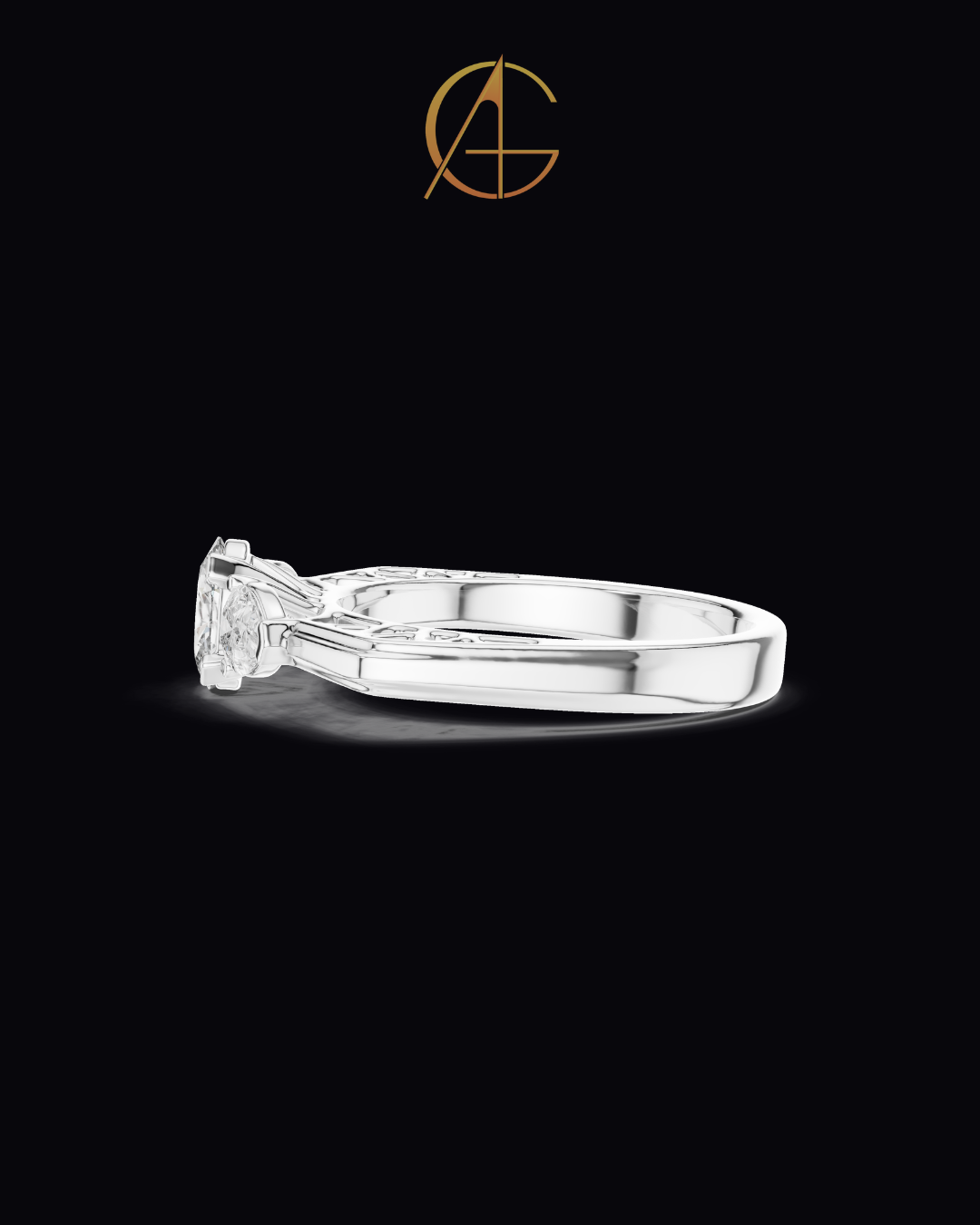 0.50 CT Regal Bloom Oval Cut Moissanite Diamond Ring with Pear Accents and Ornamental