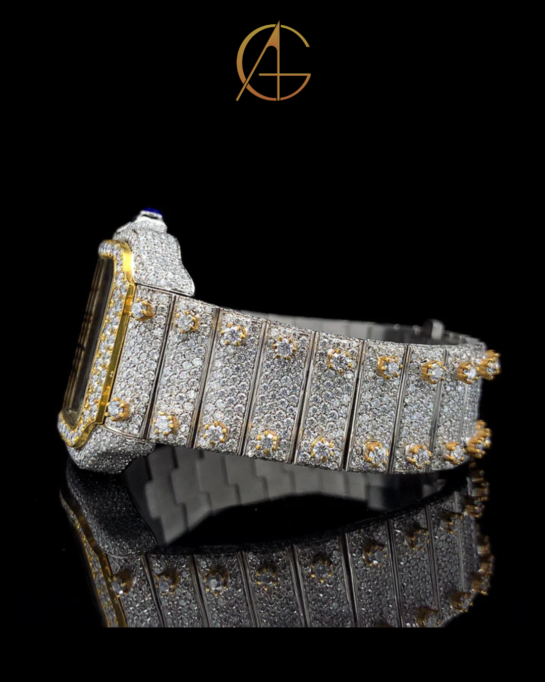 Cartier Gold Roman Dial Moissanite Diamond Watch