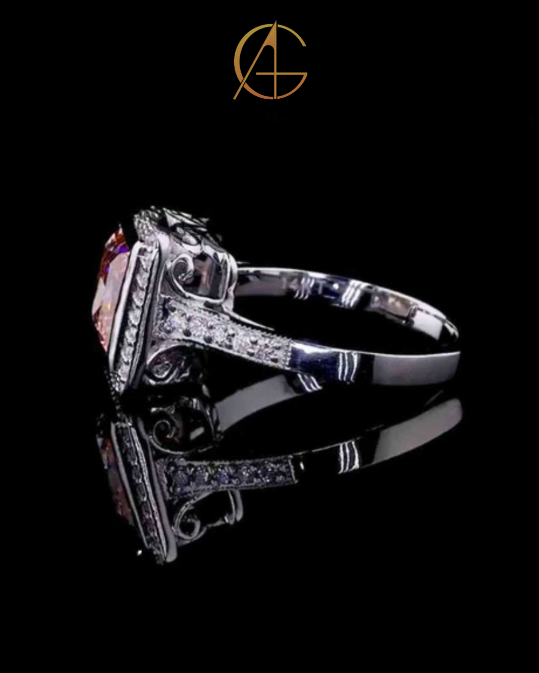 3.00 CT Fantastic Princess Cut Moissanite Diamond Elegant Halo Design with Dazzling Pave Band in Sterling Silver Ring