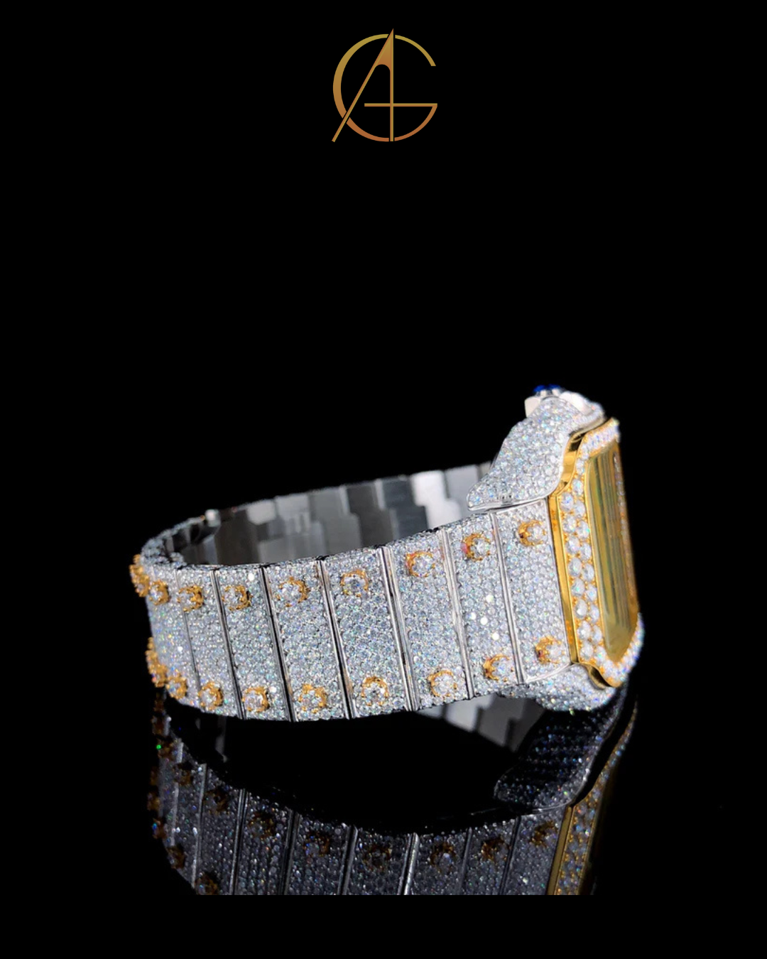 Cartier Two Ton Silver and Gold With Green Arabic Dial Watch