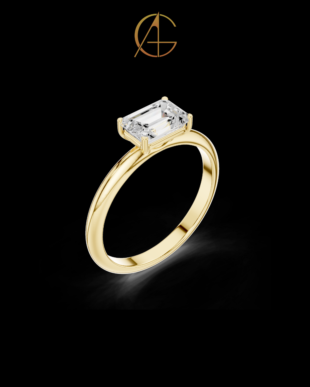 1.00 TCW Artistic Solitaire Moissanite Emerald Cut Ring For Signature Look