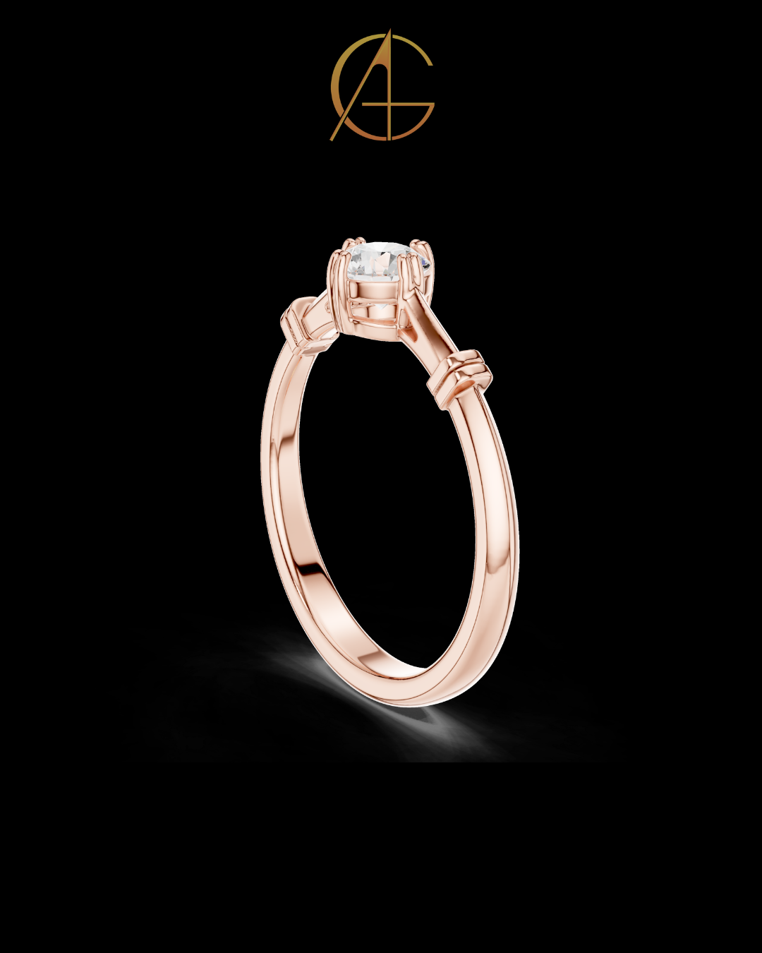 0.35 TCW Solitaire Moissanite Diamond Ring with Sculpted Band Detailing in Lustrous