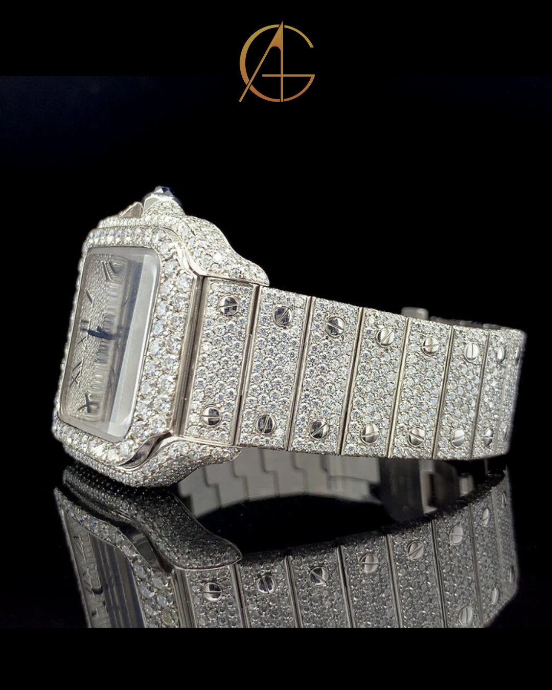 Cartier Silver with Roman Dial Diamond Watch