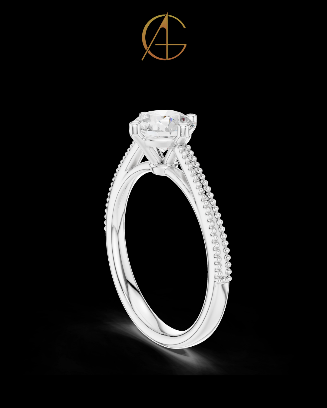 0.85 TCW Classic Round Brilliant Moissanite Diamond Milgrain Solitaire Engagement Minimalist Luxury Ring for Her