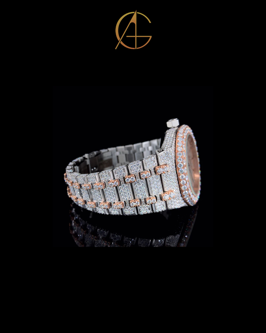 AP Rose White Quartz Movement Moissanite Diamond Watch