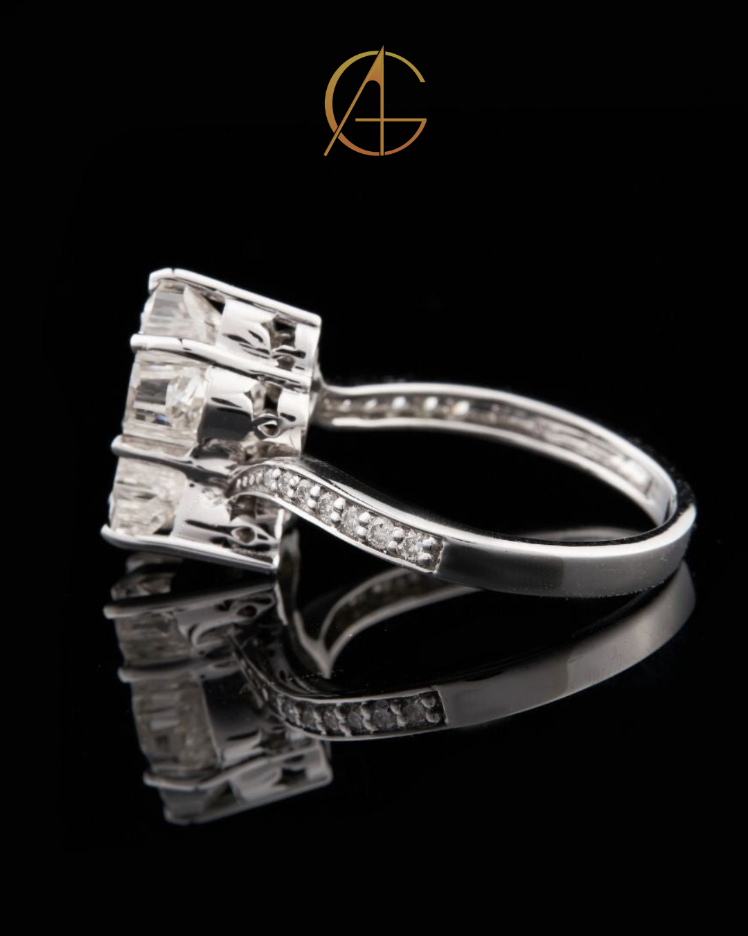 0.80 CT Sparkling Antique Shape Moissanite Silhouette Diamond Ring Vintage Fine Jewelry