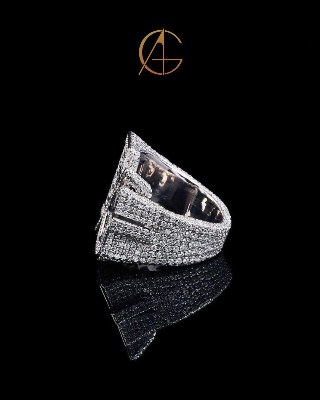 Custom Iced Out Initial Letter Ring – Luxury Hip Hop Moissanite Diamond Personalised Jewelry