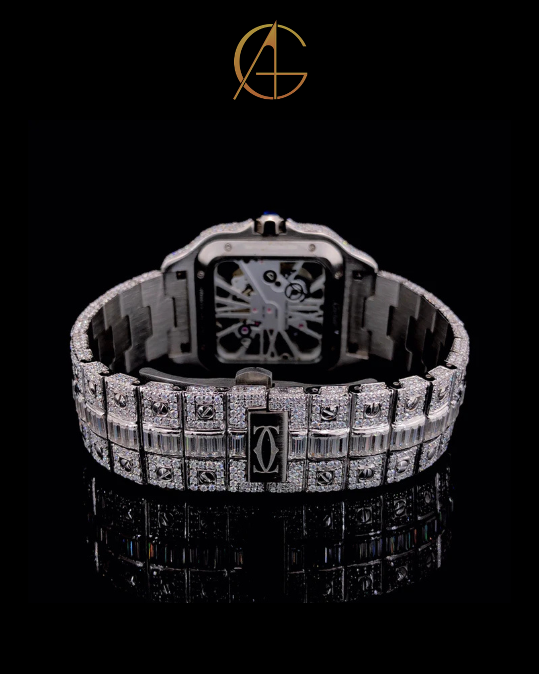 Cartier Skeleton Silver with Baguette Diamond Watch
