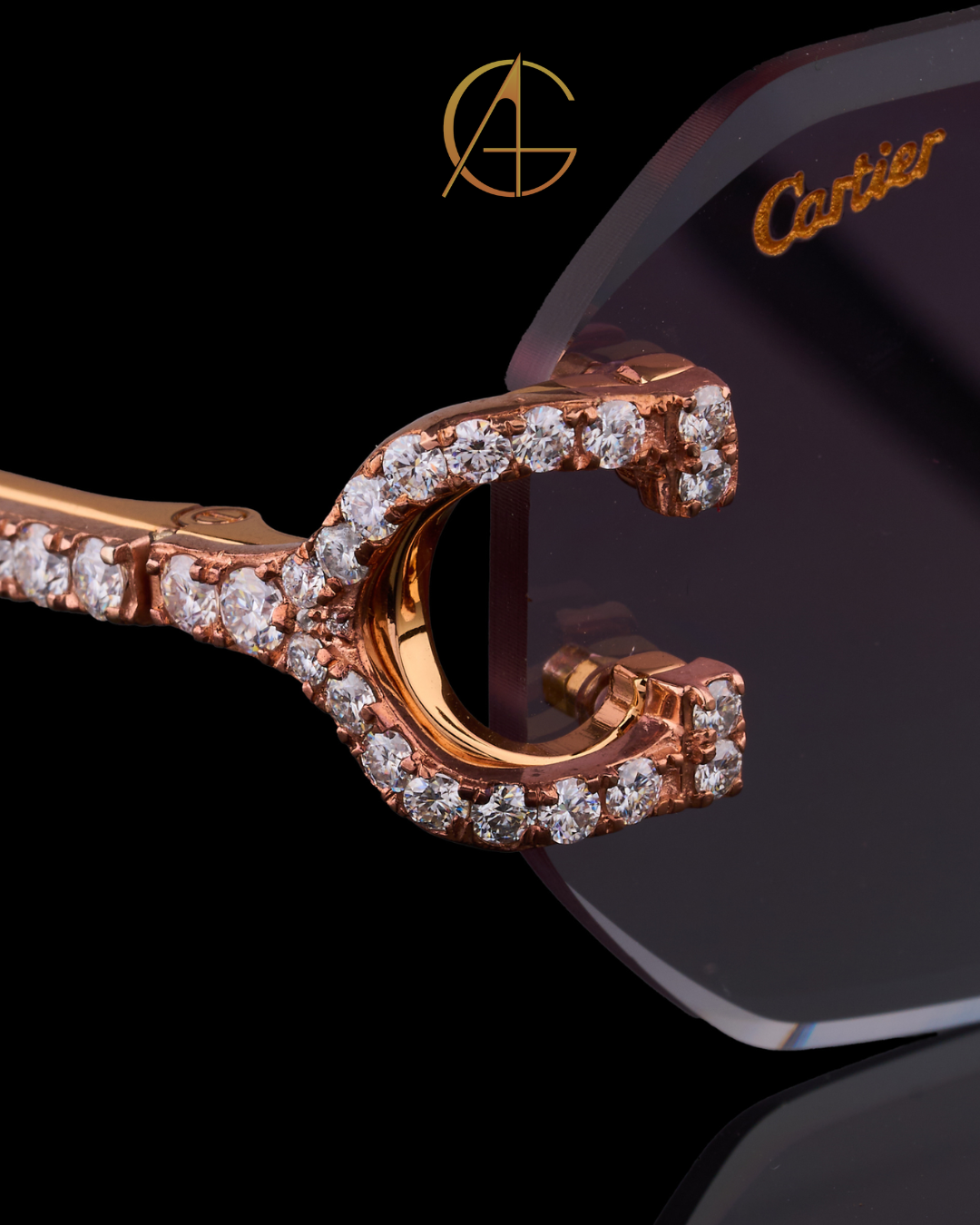 Designer Custom Diamond Sunglasses Gold Frame Statement Style