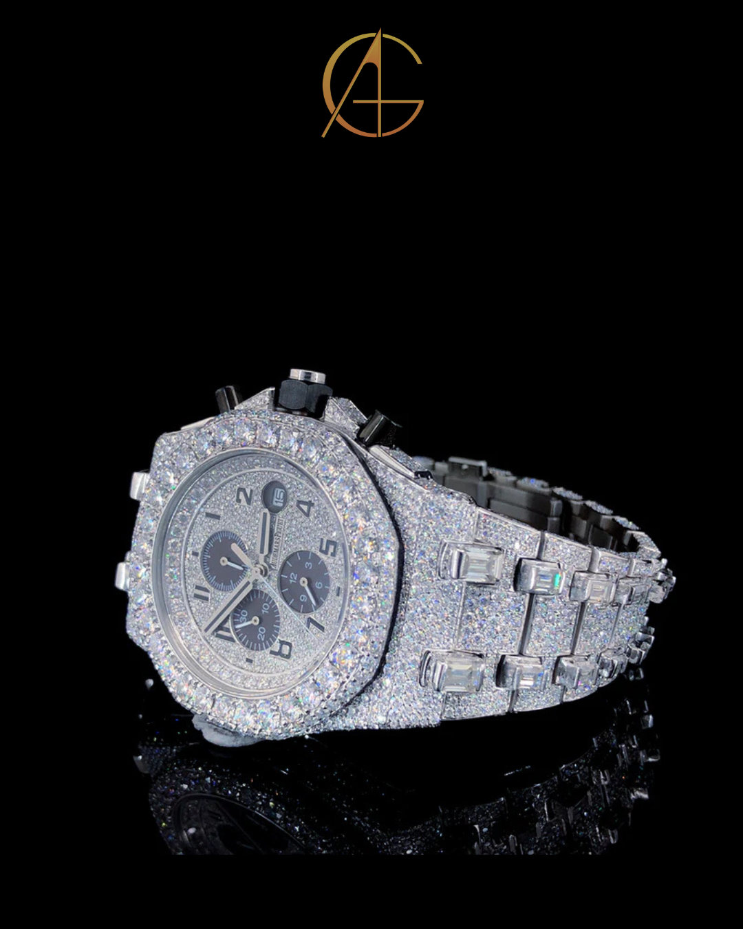 AP Silver With Three Time Function Working Diamond Watch