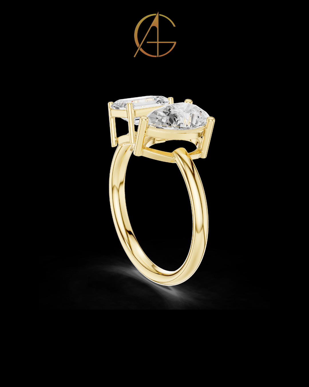 5.50 TCW Majestic Moissanite Emerald Cut Toi e Moi Ring For Perfect Mood