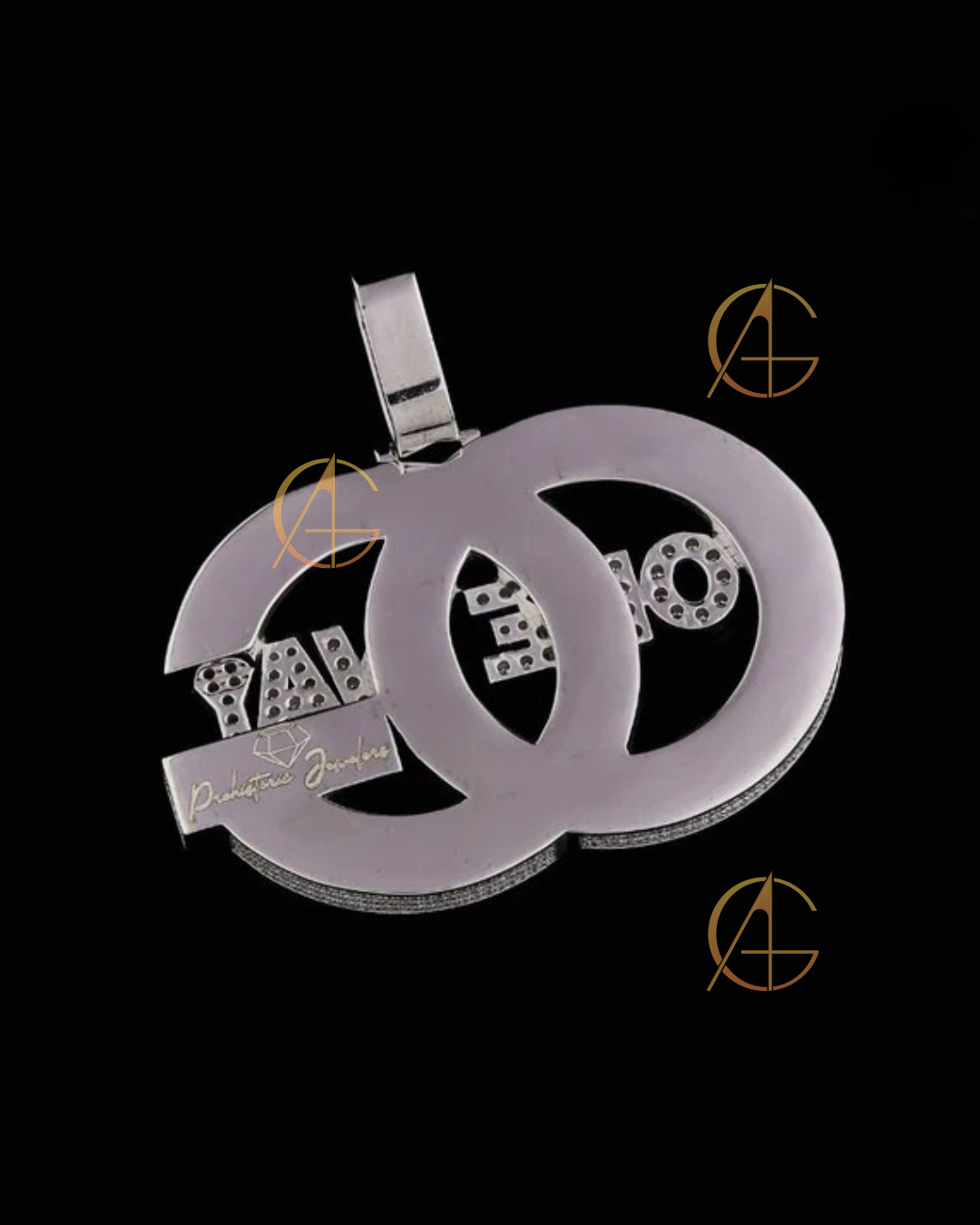 Full Silver Round Cut Moissanite Diamond Unique Style Pendent By Auren