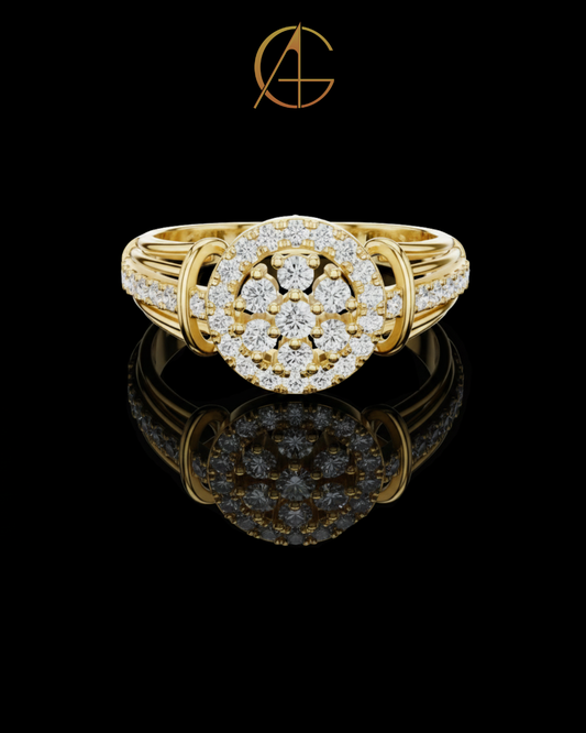 0.50 TCW Stunning Featuring a Brilliant Double Halo Moissanite Diamond Cluster With a Multi Band