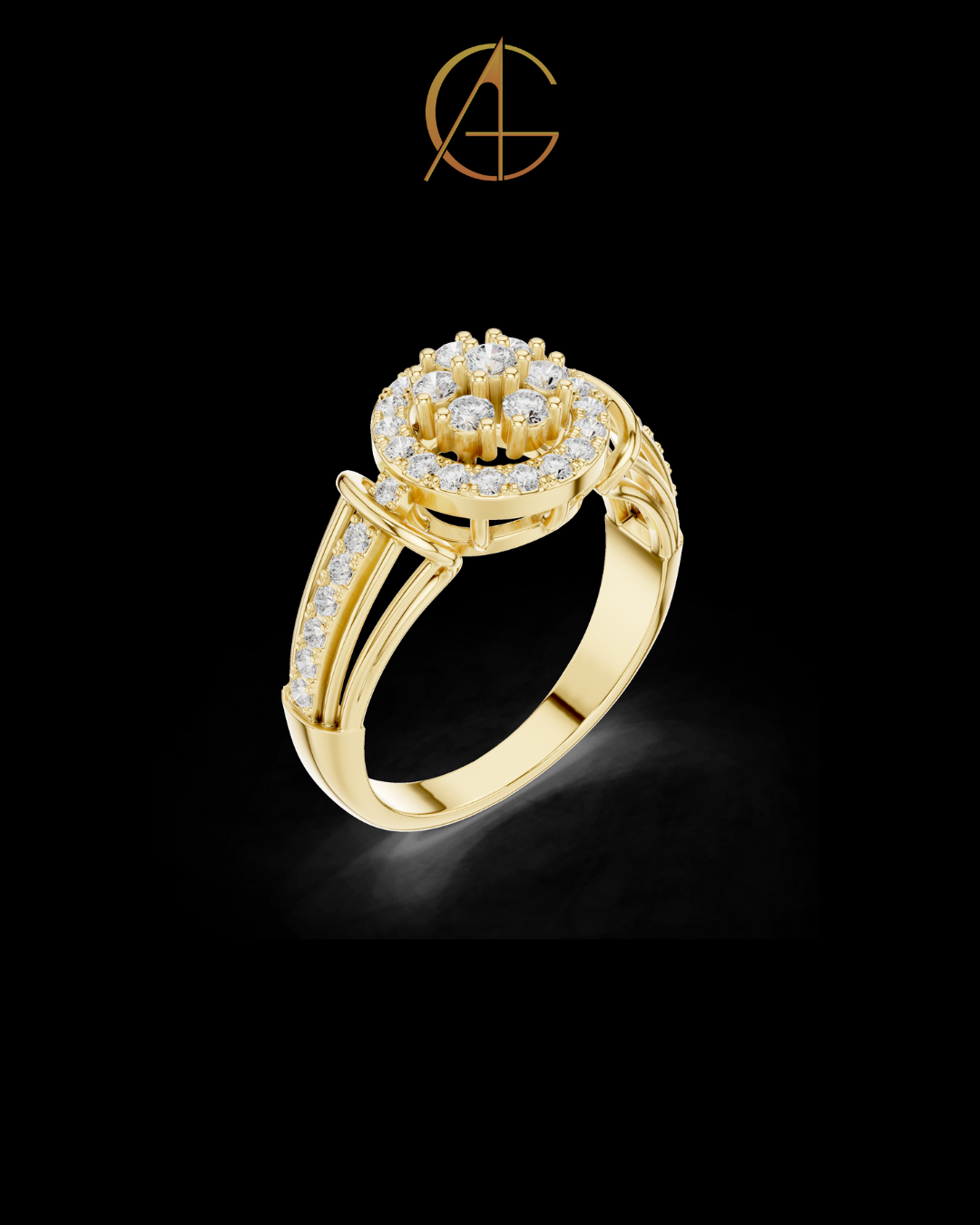 0.50 TCW Stunning Featuring a Brilliant Double Halo Moissanite Diamond Cluster With a Multi Band