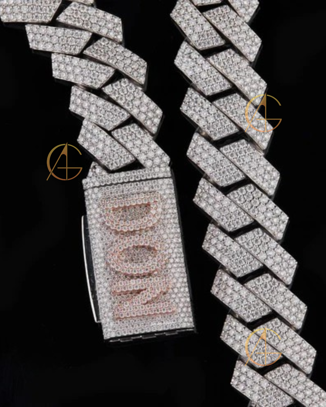 Auren Moissanite Cuban Chain – Men’s Luxury Custom Logo Diamond Necklace