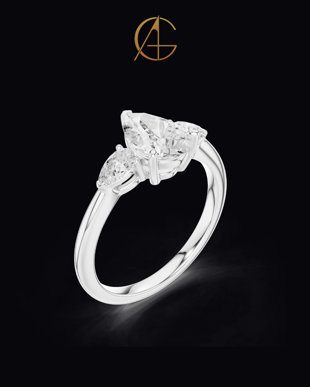2.00 CT Dazzling Moissanite Pear Cut Diamond Ring For Delight