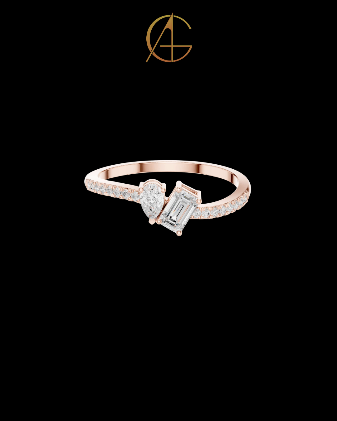 2.50 TCW Exclusive Toi et Moi Moissanite Ring with Pear Cut and Emerald Cut Diamonds