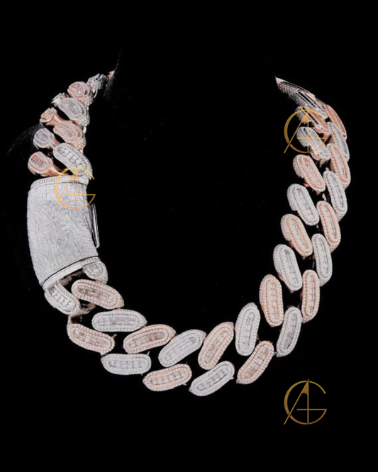Custom Name Clasp Lock Iced Out Moissanite Hip Hop Rose Gold Baguette Diamond Cuban Chain By Auren