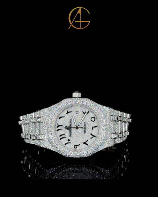 AP Full White Arabic Dial Moissanite Diamond Watch