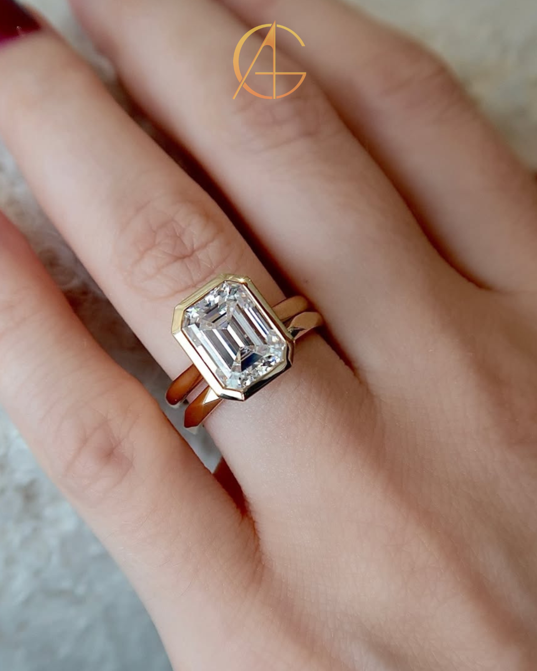 1.50 TCW Classic Emerald Cut Moissanite Diamond Bezel Set Solitaire Engagement Ring For Women