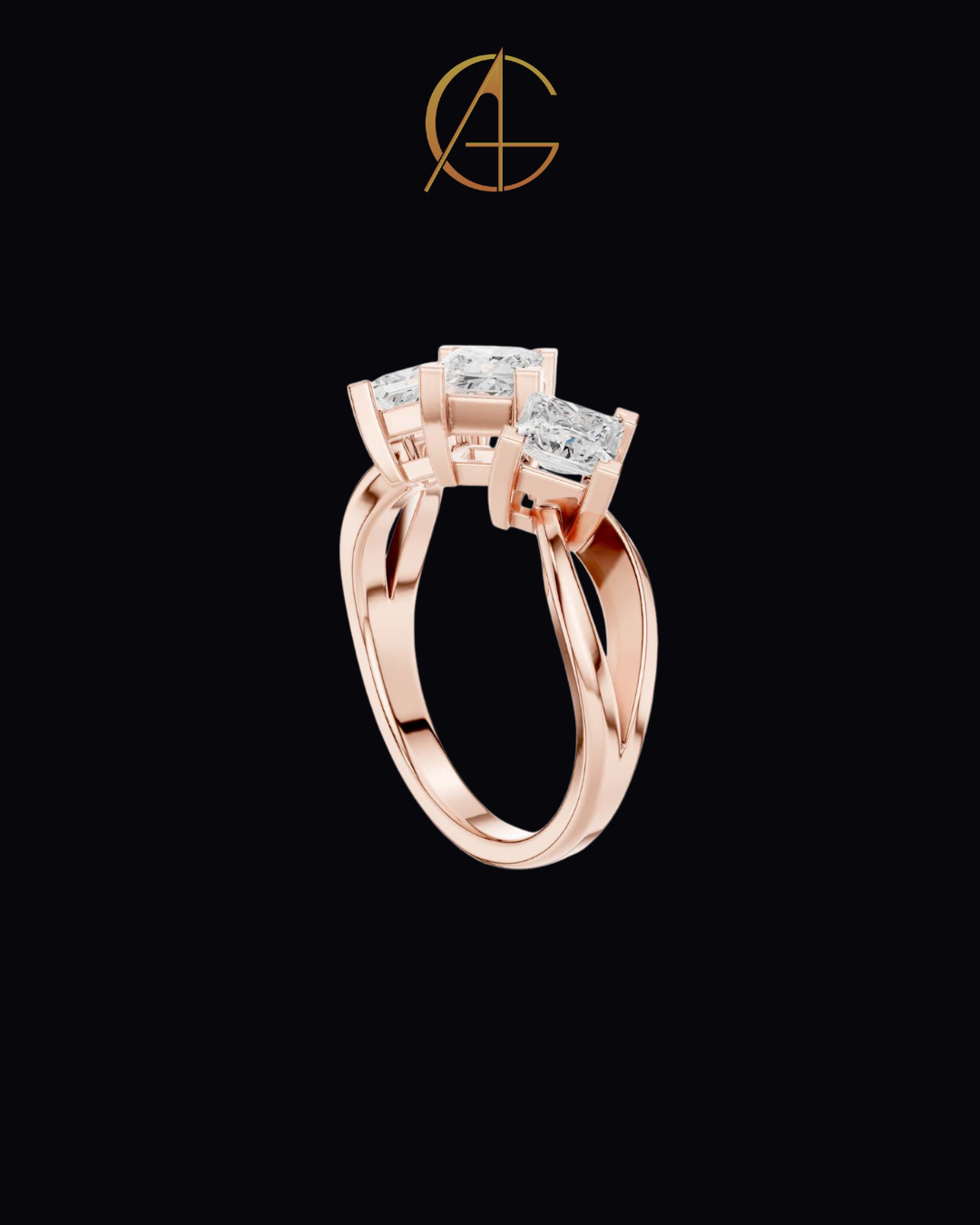 1.31 TCW Elegant Three Stone Ring with Brilliant Princess Moissanite Diamonds in a Sleek Prong Setting