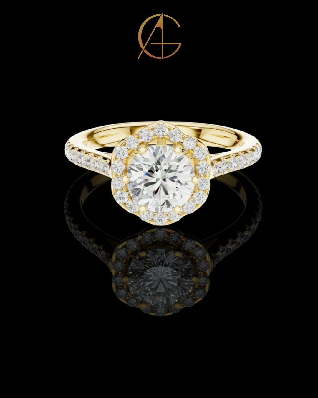 1.15 CT Sparkling Brilliant Round Halo Ring with Pave Moissanite Diamond Band Bridal Design For Bride