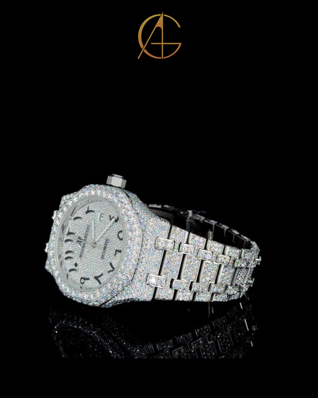 AP Full White Arabic Dial Moissanite Diamond Watch