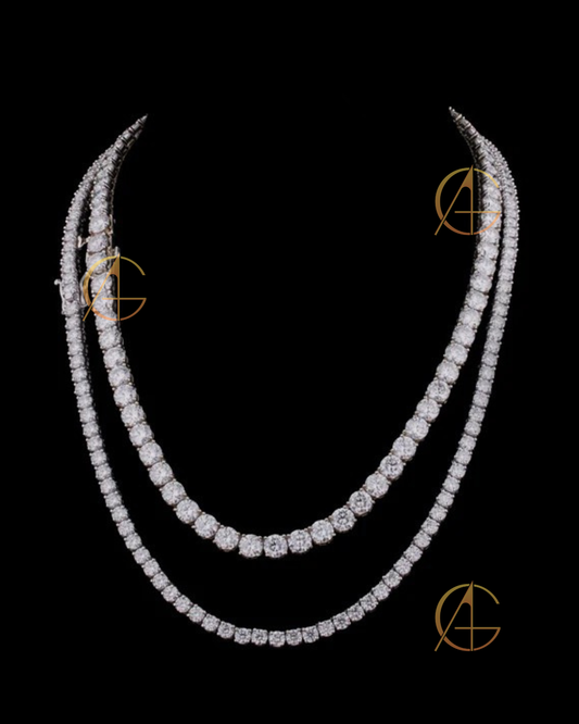 VVS Moissanite Chain Hiphop 925 Sterling Silver 5mm Iced Out Moissanite Tennis Chain by Auren