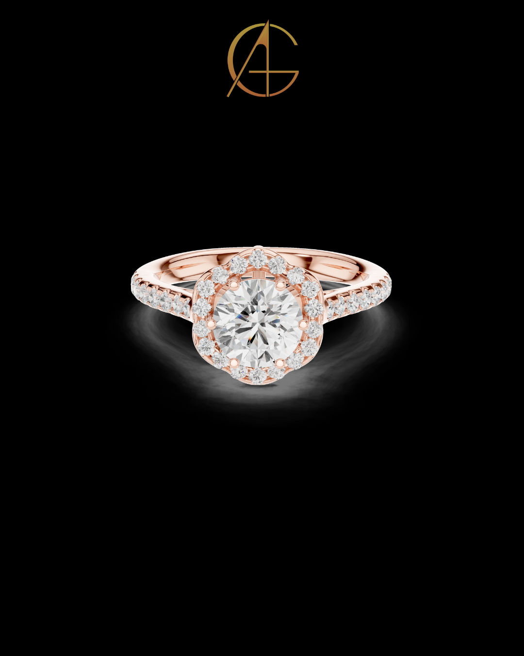 1.15 CT Sparkling Brilliant Round Halo Ring with Pave Moissanite Diamond Band Bridal Design For Bride