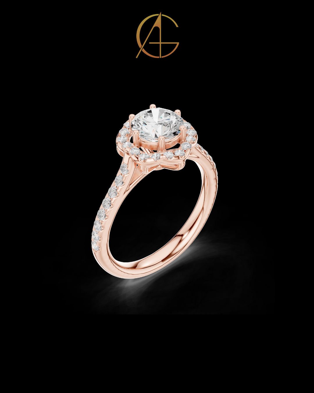 1.15 CT Sparkling Brilliant Round Halo Ring with Pave Moissanite Diamond Band Bridal Design For Bride