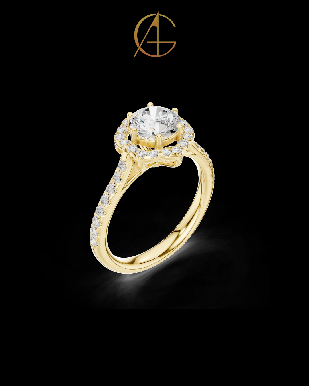 1.15 CT Sparkling Brilliant Round Halo Ring with Pave Moissanite Diamond Band Bridal Design For Bride