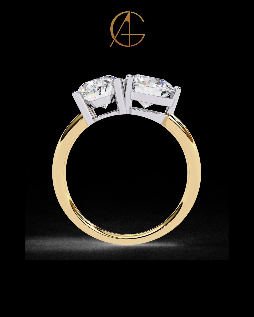 5.00 TCW Classic Round & Oval Cut Moissanite Diamond Toi et Moi Ring with Prong Setting By Auren Gems.