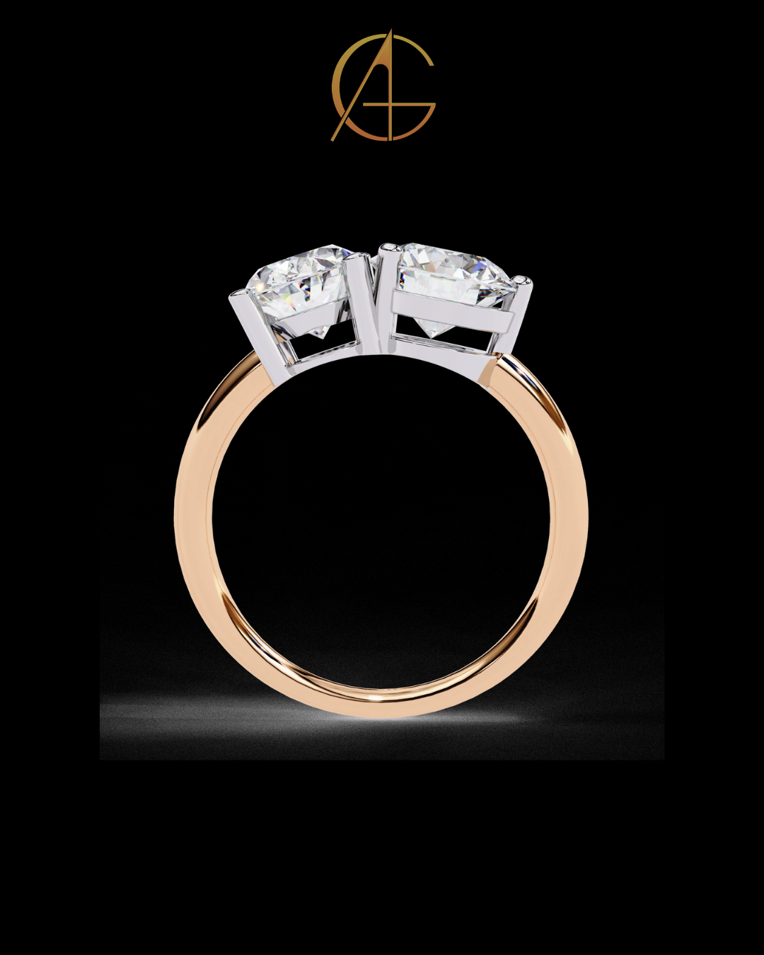 5.00 TCW Classic Round & Oval Cut Moissanite Diamond Toi et Moi Ring with Prong Setting By Auren Gems.