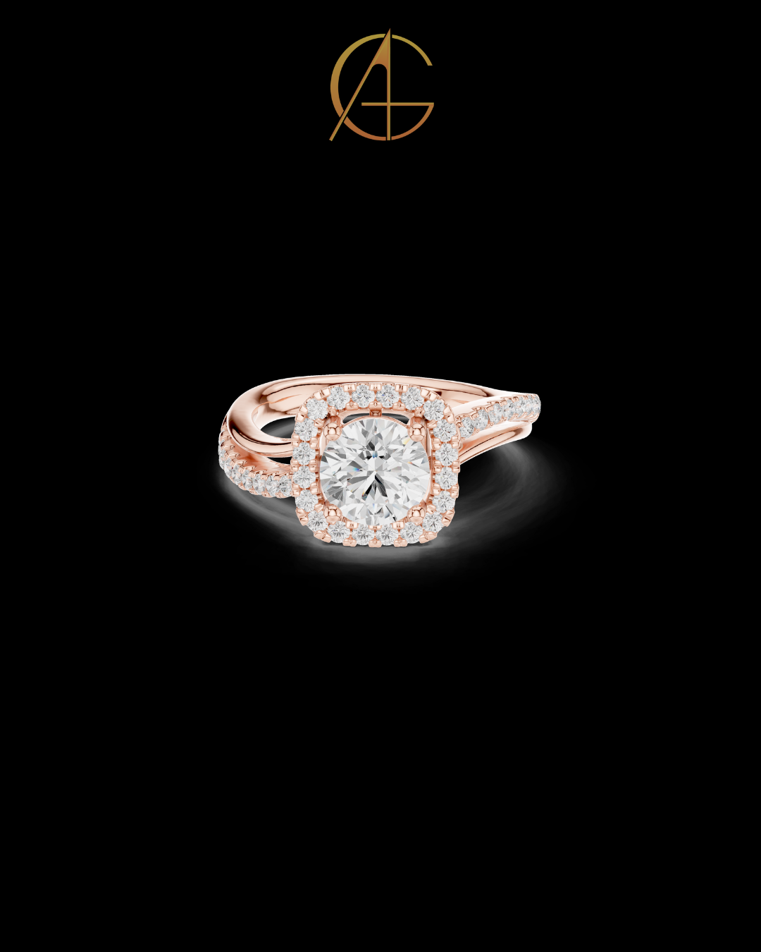 1.16 CT Shimmering Halo Round Cut Moissanite Diamond Ring with Pave Split Band For Stillness Love