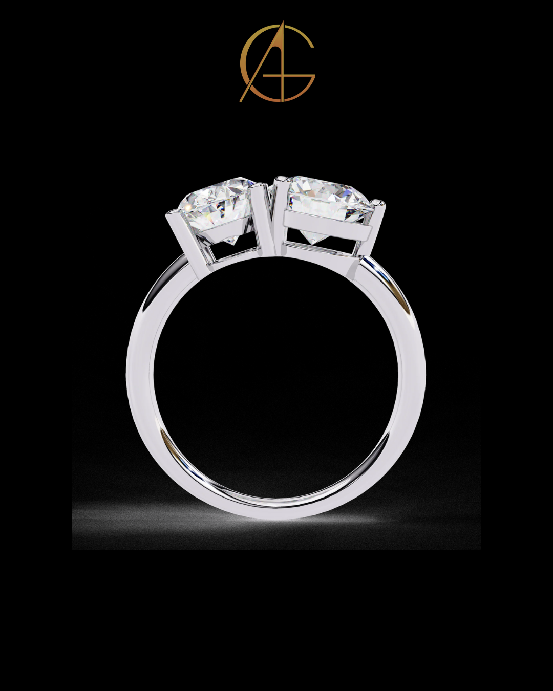 5.00 TCW Classic Round & Oval Cut Moissanite Diamond Toi et Moi Ring with Prong Setting By Auren Gems.
