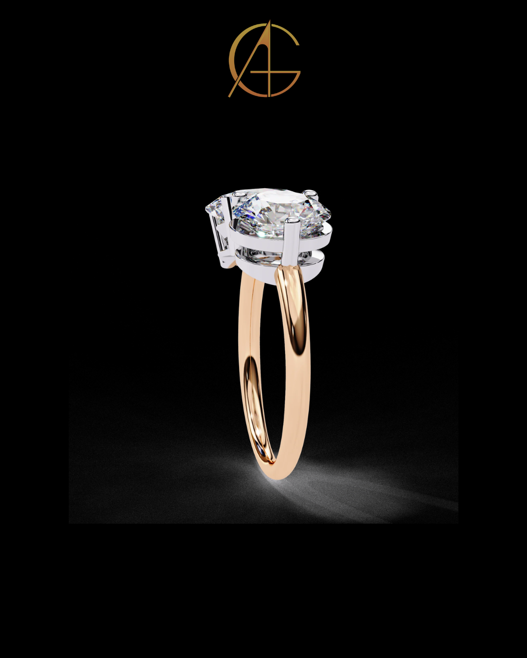 5.00 TCW Classic Round & Oval Cut Moissanite Diamond Toi et Moi Ring with Prong Setting By Auren Gems.