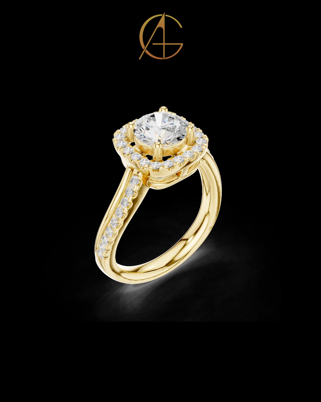 1.16 CT Shimmering Halo Round Cut Moissanite Diamond Ring with Pave Split Band For Stillness Love