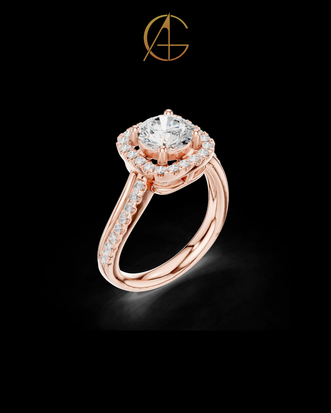 1.16 CT Shimmering Halo Round Cut Moissanite Diamond Ring with Pave Split Band For Stillness Love