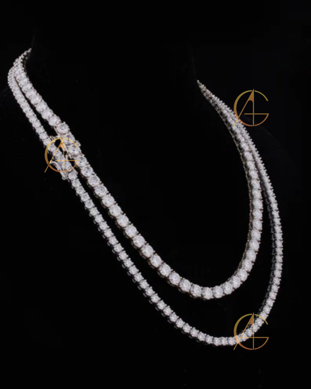 VVS Moissanite Chain Hiphop 925 Sterling Silver 5mm Iced Out Moissanite Tennis Chain by Auren